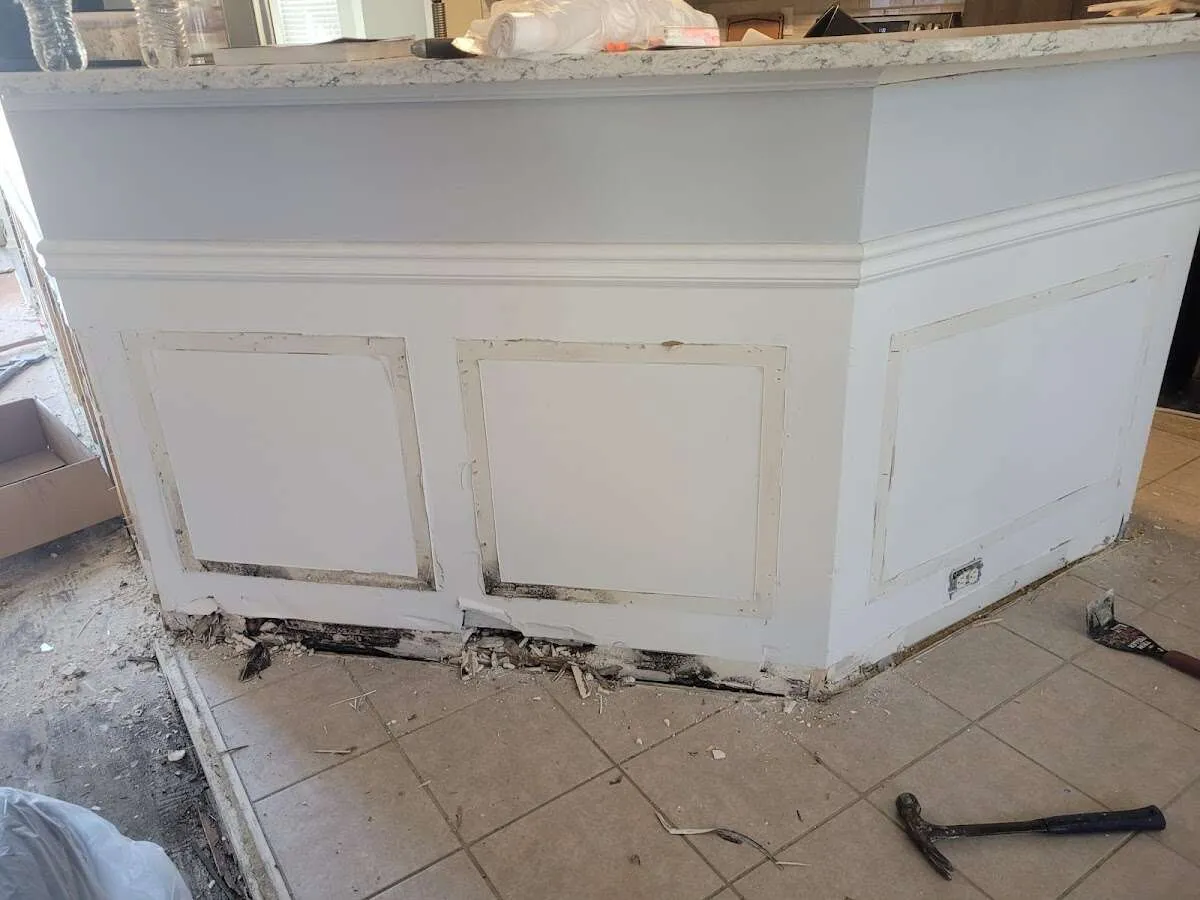Water damage and mold on kitchen during Burst Pipe Cleanup in Surfside